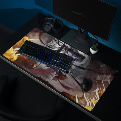 Gaming Mouse Pad Large Desk Mat For Gaming Setup Dark Fiery Fantasy Warrior Artwork Non Slip Surface Edge Stitching