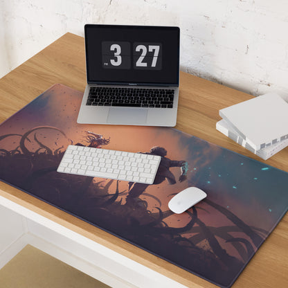 Gamer Mouse Pad Orange Blue Gradient for Gaming Desk Aesthetic Battle Illustration Epic Action Mood Artwork Print