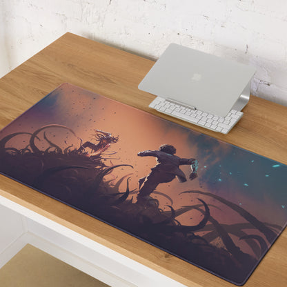 Gamer Mouse Pad Orange Blue Gradient for Gaming Desk Aesthetic Battle Illustration Epic Action Mood Artwork Print