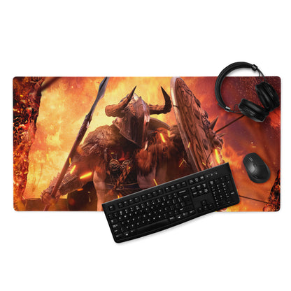 Gaming Mouse Pad Fiery Red And Orange For Gaming Desk Setup Fantasy War Artwork Design