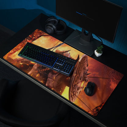 Gaming Mouse Pad Fiery Red And Orange For Gaming Desk Setup Fantasy War Artwork Design