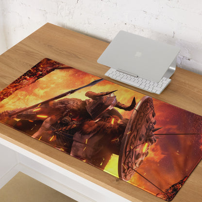 Gaming Mouse Pad Fiery Red And Orange For Gaming Desk Setup Fantasy War Artwork Design