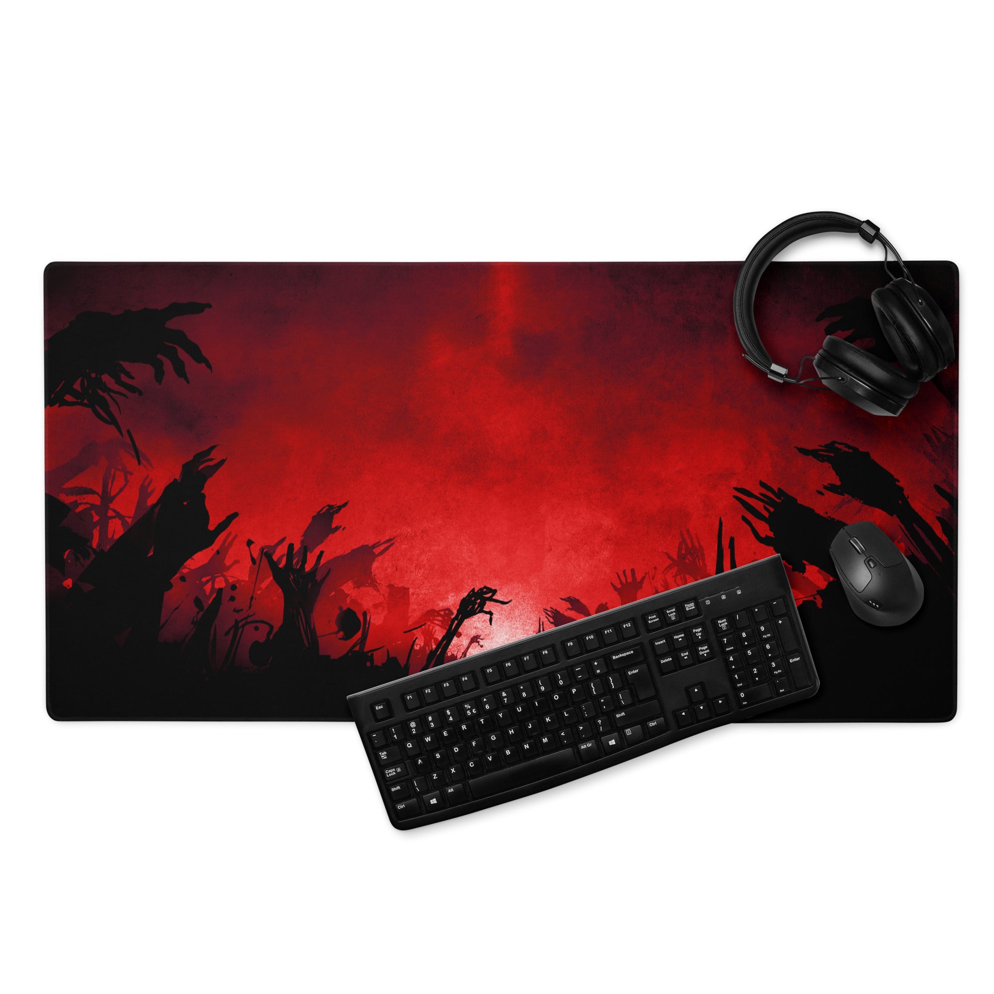 Red and Black Gaming Mouse Pad for Desktop Setup Large Extended Desk Mat With Non Slip Base and Edge Stitching