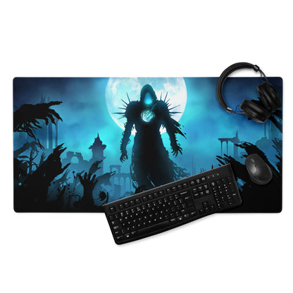 Gaming Mouse Pad Blue And Black For Gaming Desk Dark Fantasy Art Style Silhouette Artwork For Gaming Setup
