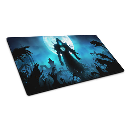 Gaming Mouse Pad Blue And Black For Gaming Desk Dark Fantasy Art Style Silhouette Artwork For Gaming Setup