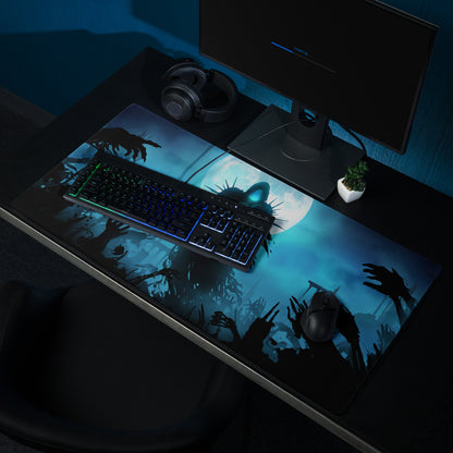 Gaming Mouse Pad Blue And Black For Gaming Desk Dark Fantasy Art Style Silhouette Artwork For Gaming Setup