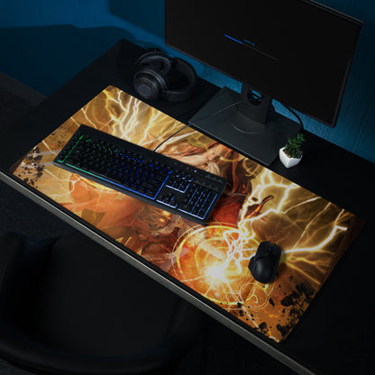 Epic Wizard Fantasy Gaming Mouse Pad Orange Gold Lightning For Gaming Desk Digital Art