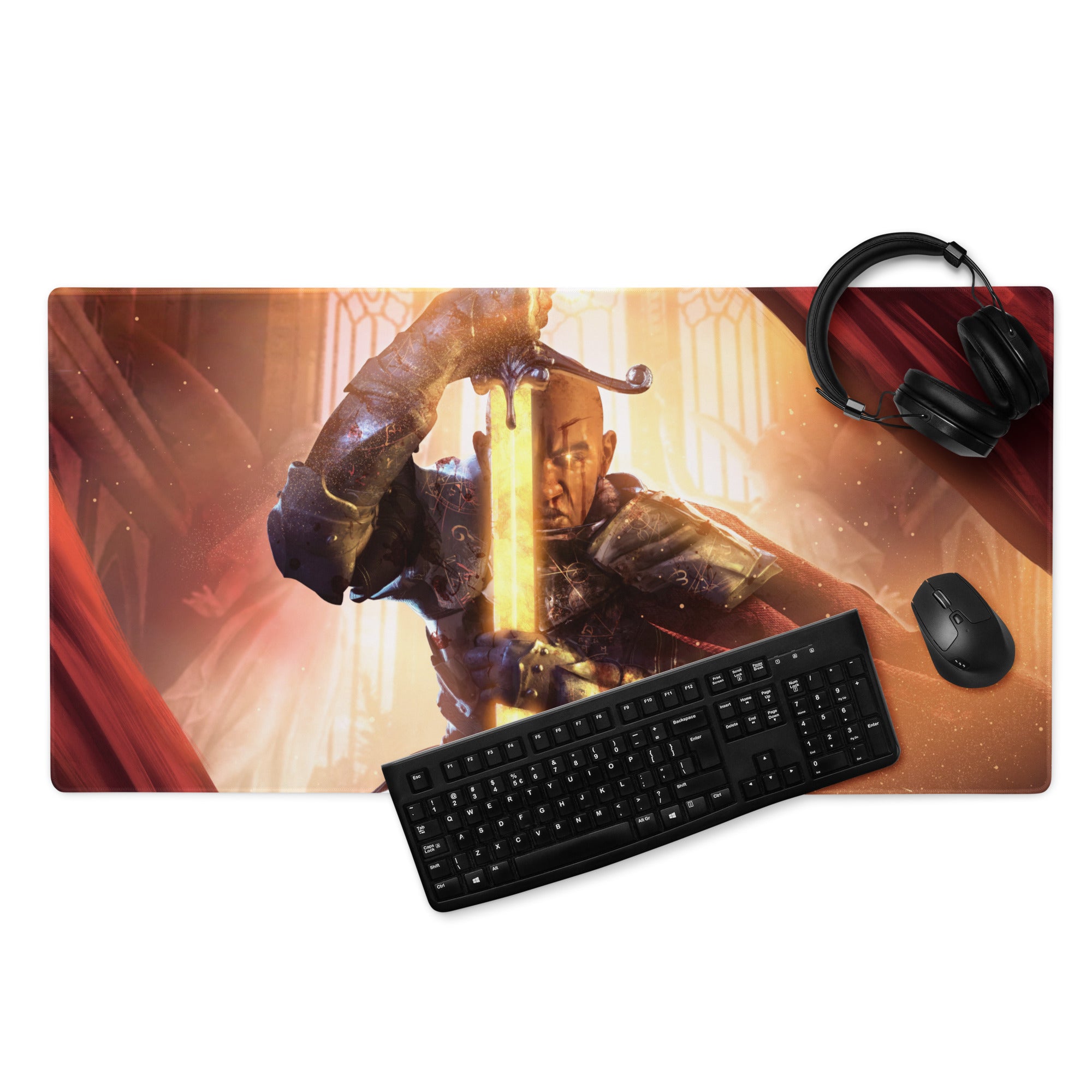 Gaming Mouse Pad Orange Red For Gaming Desk Cinematic Fantasy Warrior Artwork Dynamic Mood Non Slip Mat