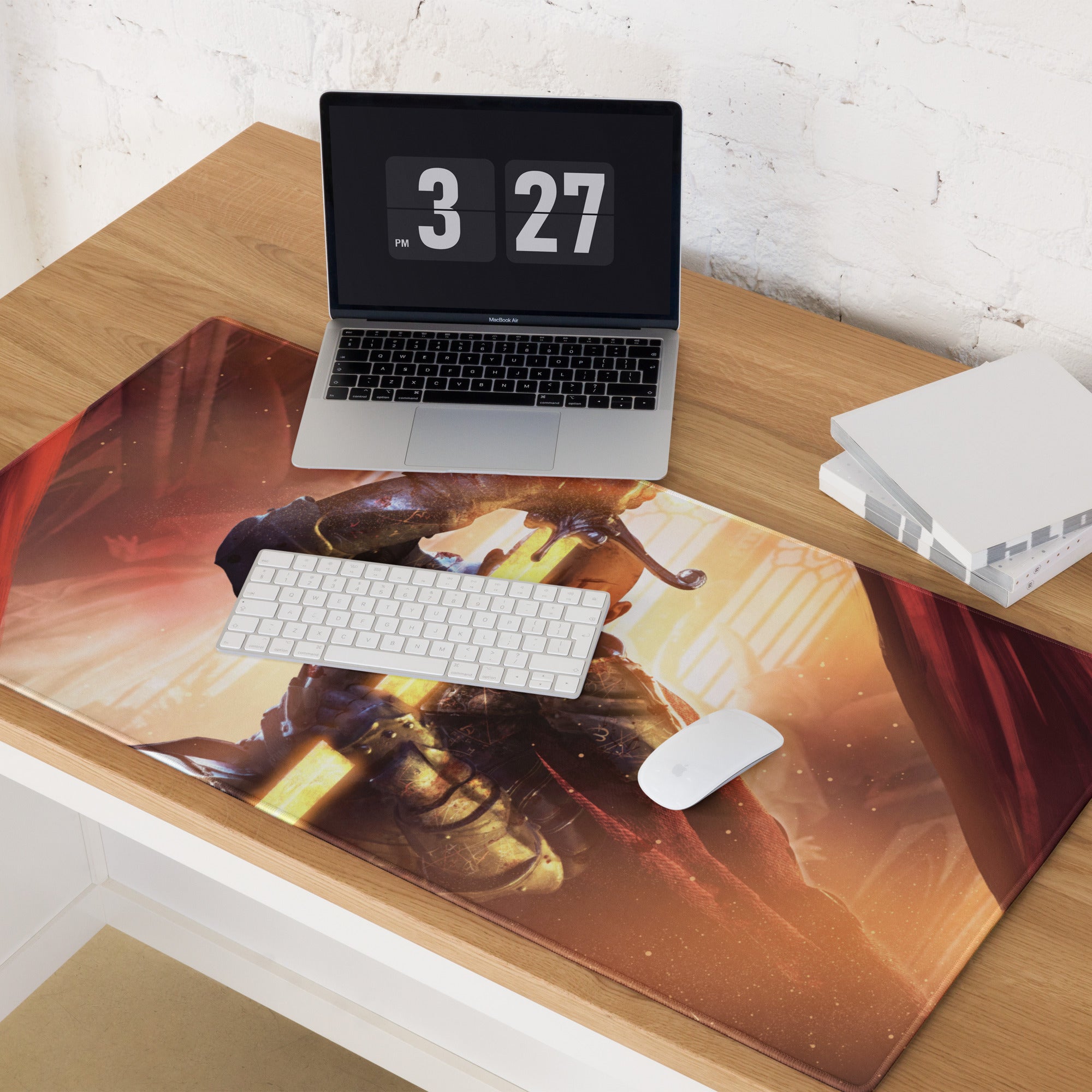 Gaming Mouse Pad Orange Red For Gaming Desk Cinematic Fantasy Warrior Artwork Dynamic Mood Non Slip Mat