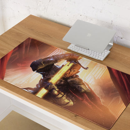 Gaming Mouse Pad Orange Red For Gaming Desk Cinematic Fantasy Warrior Artwork Dynamic Mood Non Slip Mat