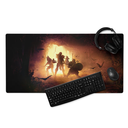 Gaming Mouse Pad Black Orange Battle Scene Large Desk Mat For Gaming Setup Anti Slip Edge Stitch