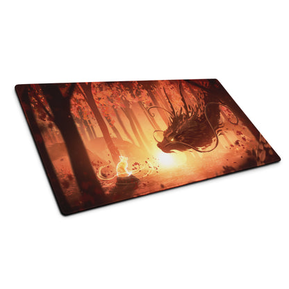 Forest Sunset Gaming Mouse Pad Orange Glow Desk Mat For PC Setup Illustration Fantasy Mood