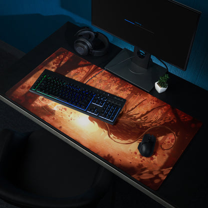 Forest Sunset Gaming Mouse Pad Orange Glow Desk Mat For PC Setup Illustration Fantasy Mood