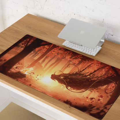 Forest Sunset Gaming Mouse Pad Orange Glow Desk Mat For PC Setup Illustration Fantasy Mood