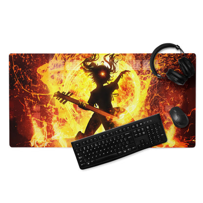 Gaming Mouse Pad Large Fiery Orange Yellow Flames for Gaming Desk Setup Dramatic Fiery Art Style