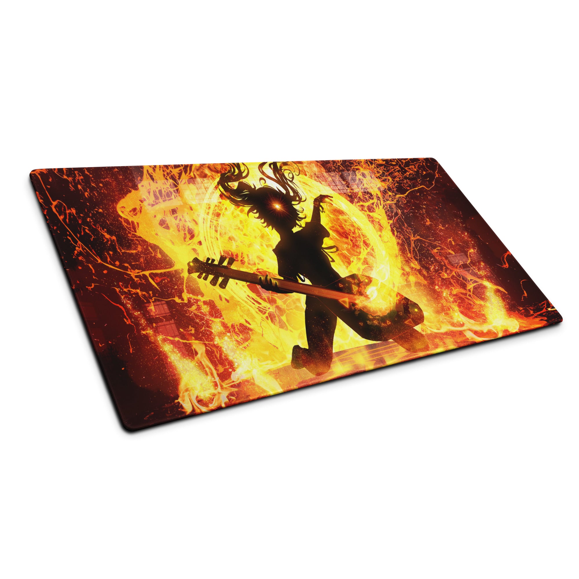 Gaming Mouse Pad Large Fiery Orange Yellow Flames for Gaming Desk Setup Dramatic Fiery Art Style