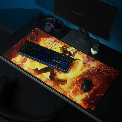Gaming Mouse Pad Large Fiery Orange Yellow Flames for Gaming Desk Setup Dramatic Fiery Art Style