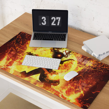 Gaming Mouse Pad Large Fiery Orange Yellow Flames for Gaming Desk Setup Dramatic Fiery Art Style