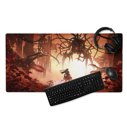 Orange Red Gaming Mouse Pad Large Size For Gaming Setup Cyberpunk Scene Artwork Non Slip