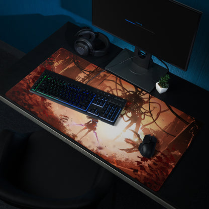 Orange Red Gaming Mouse Pad Large Size For Gaming Setup Cyberpunk Scene Artwork Non Slip