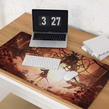 Orange Red Gaming Mouse Pad Large Size For Gaming Setup Cyberpunk Scene Artwork Non Slip