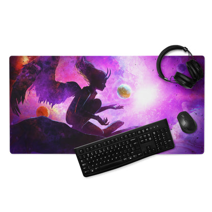 Galaxy Purple Pink Gaming Mouse Pad For Desk Large Non Slip Surface Neon Cosmic Digital Artwork