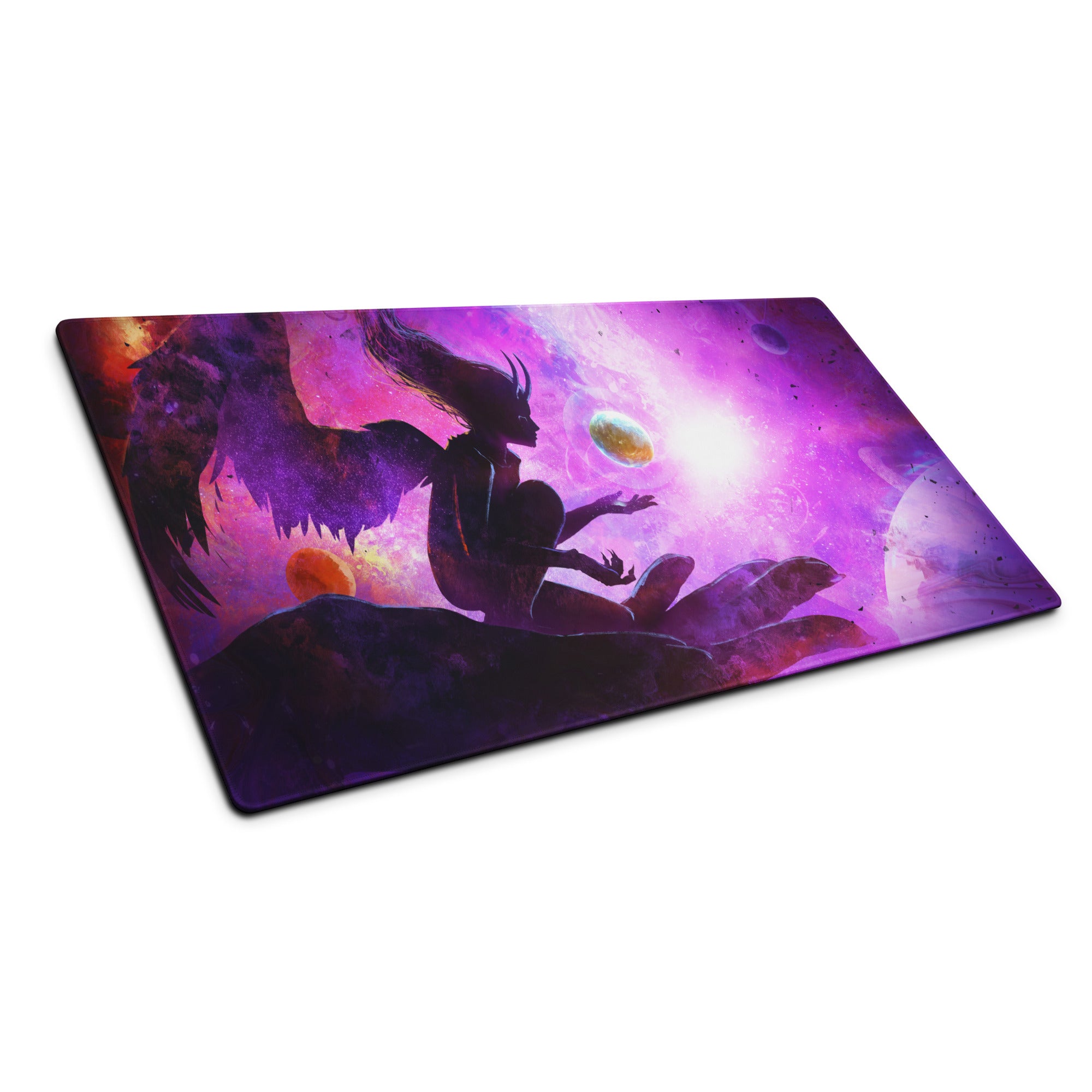 Galaxy Purple Pink Gaming Mouse Pad For Desk Large Non Slip Surface Neon Cosmic Digital Artwork