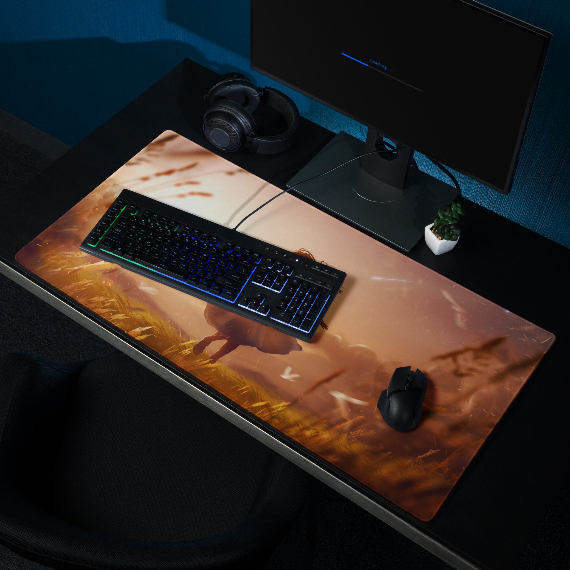 Sunset Orange Gaming Mouse Pad For Desk Setup In Cinematic Fantasy Style Desktop Decor For Gamers