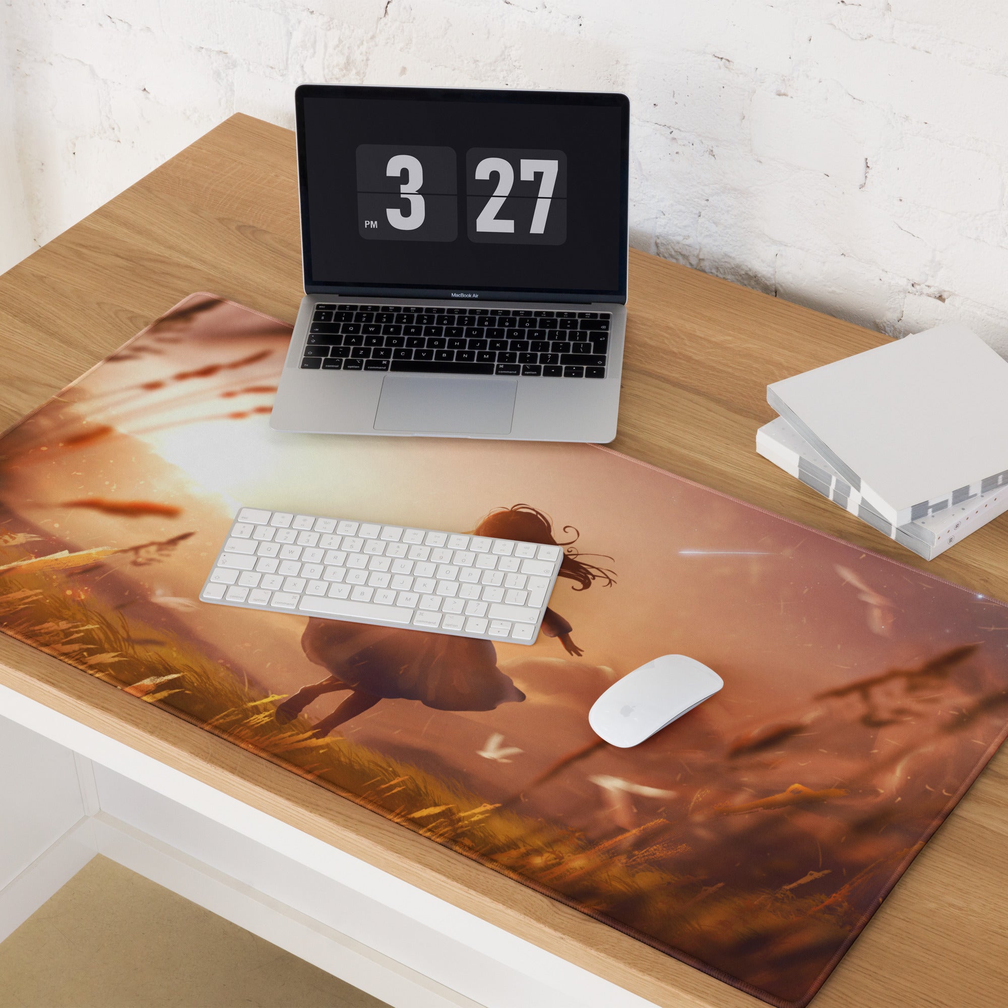 Sunset Orange Gaming Mouse Pad For Desk Setup In Cinematic Fantasy Style Desktop Decor For Gamers