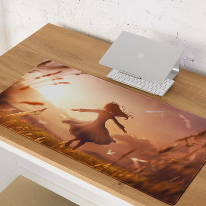 Sunset Orange Gaming Mouse Pad For Desk Setup In Cinematic Fantasy Style Desktop Decor For Gamers