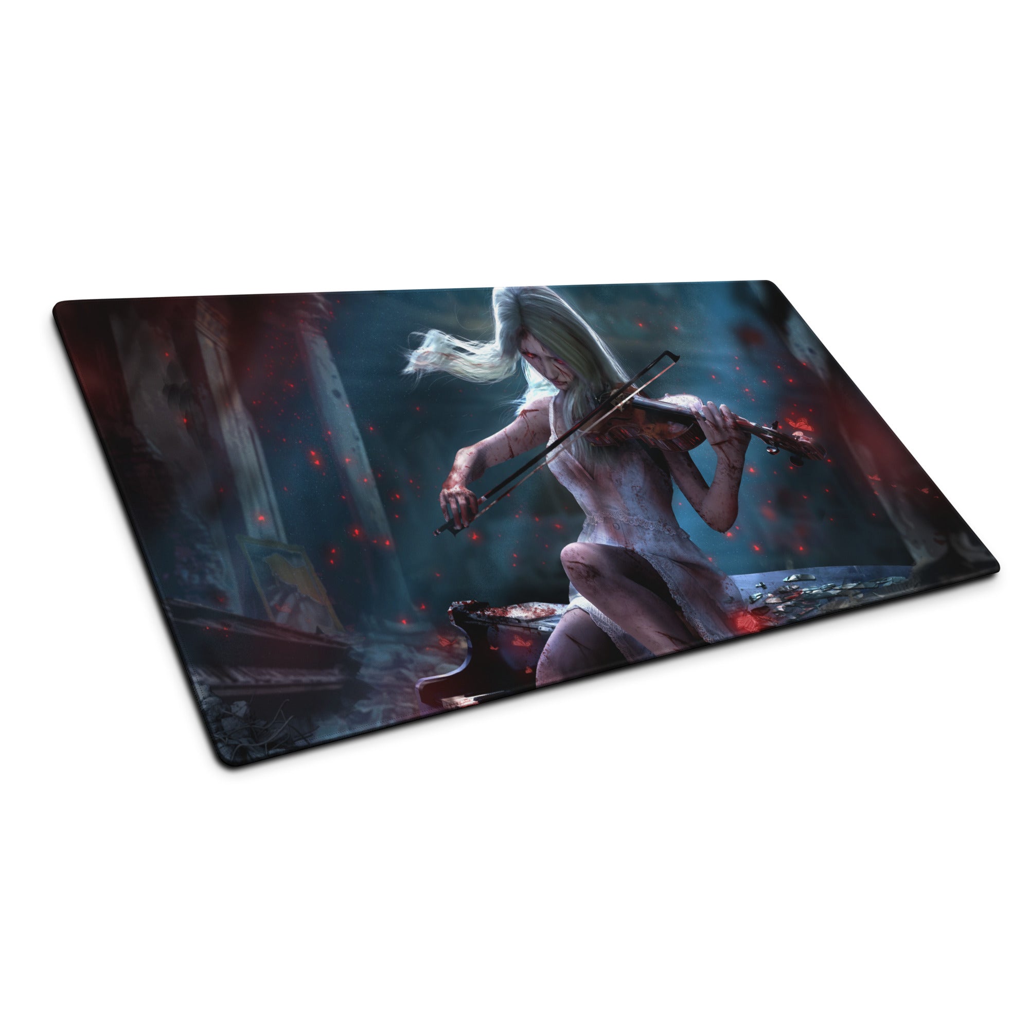 Gaming Mouse Pad Large Non Slip Dark Blue Red For Gaming Desk Setup Fantasy Archer Digital Art