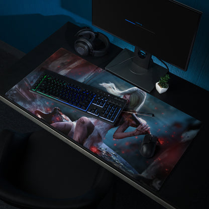 Gaming Mouse Pad Large Non Slip Dark Blue Red For Gaming Desk Setup Fantasy Archer Digital Art