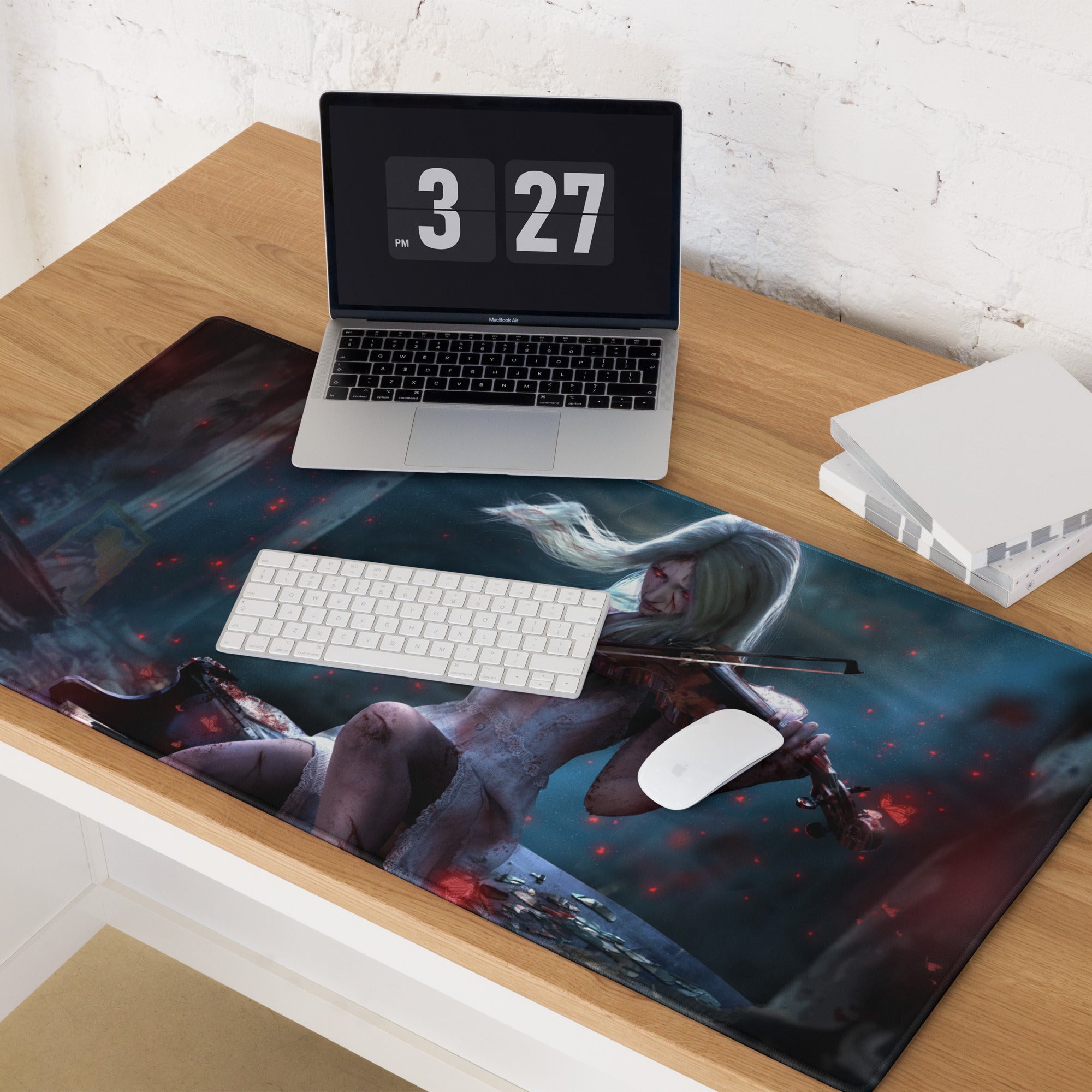Gaming Mouse Pad Large Non Slip Dark Blue Red For Gaming Desk Setup Fantasy Archer Digital Art