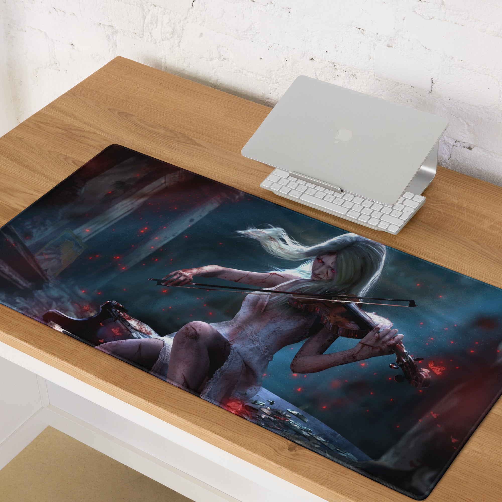 Gaming Mouse Pad Large Non Slip Dark Blue Red For Gaming Desk Setup Fantasy Archer Digital Art