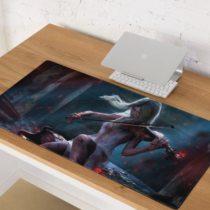 Gaming Mouse Pad Large Non Slip Dark Blue Red For Gaming Desk Setup Fantasy Archer Digital Art