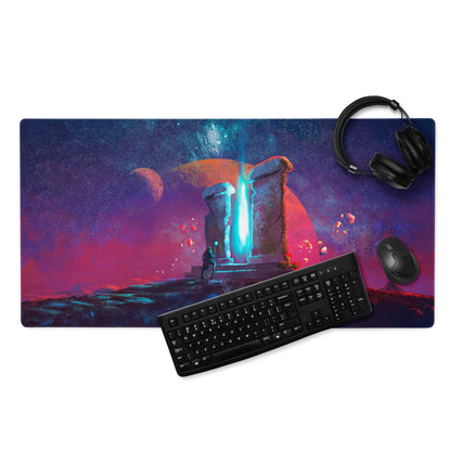 Gaming Mouse Pad Purple Orange Nebula Large for Desk Setup Modern Space Studio Art Vibrant Mood Futuristic Digital Art