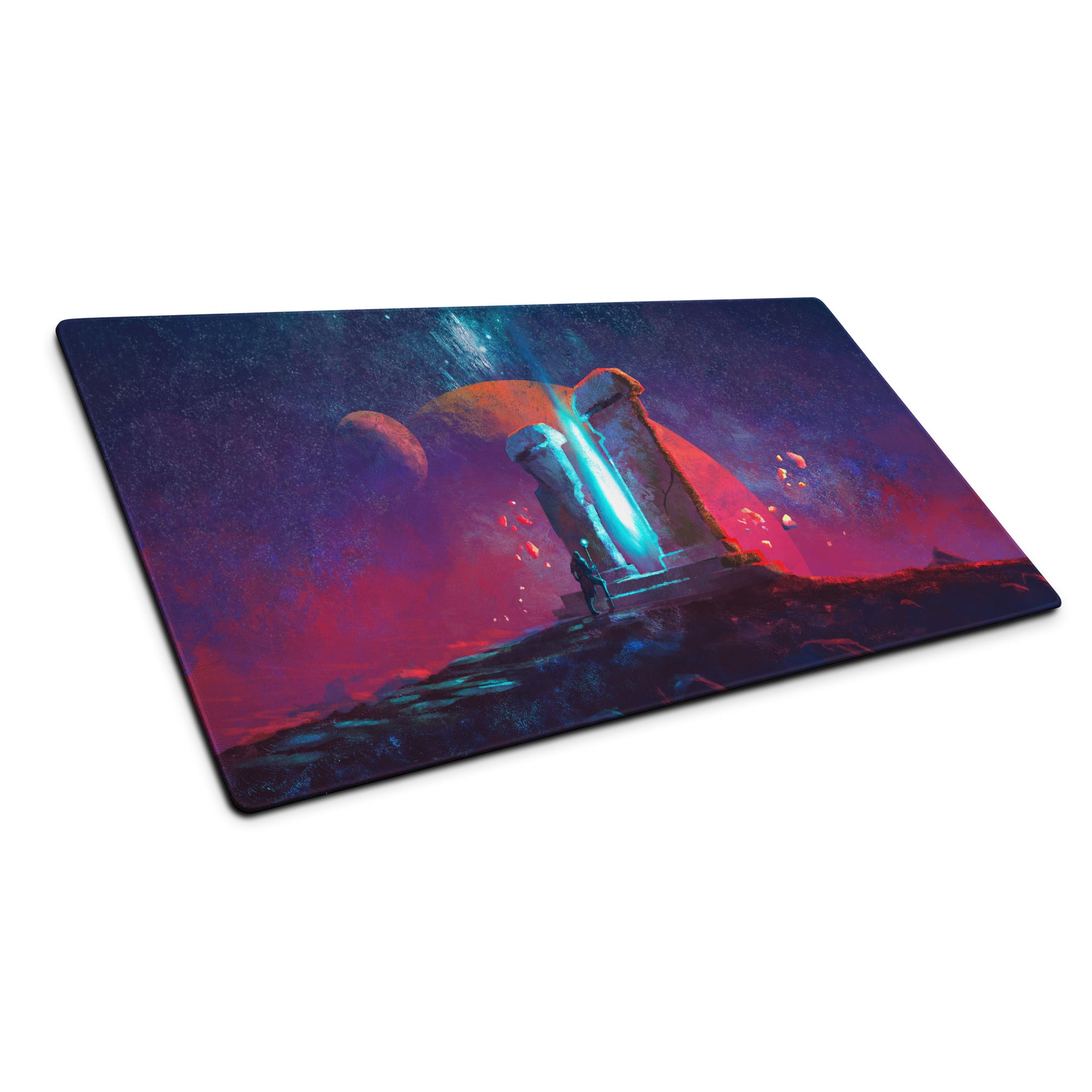 Gaming Mouse Pad Purple Orange Nebula Large for Desk Setup Modern Space Studio Art Vibrant Mood Futuristic Digital Art