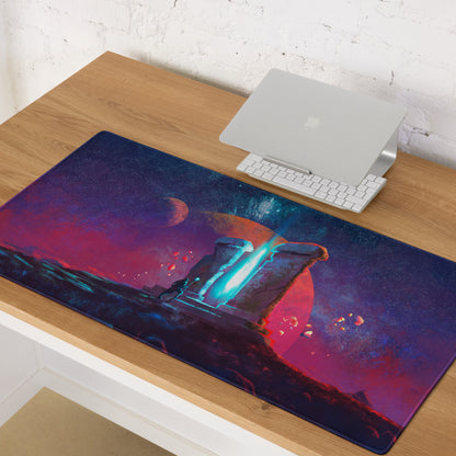 Gaming Mouse Pad Purple Orange Nebula Large for Desk Setup Modern Space Studio Art Vibrant Mood Futuristic Digital Art