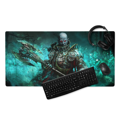Zombie Warrior Gaming Mouse Pad Teal Blue For Gaming Desk Dark Fantasy Digital Art Intense Mood Gaming Decor Niche Mat