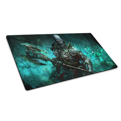 Zombie Warrior Gaming Mouse Pad Teal Blue For Gaming Desk Dark Fantasy Digital Art Intense Mood Gaming Decor Niche Mat