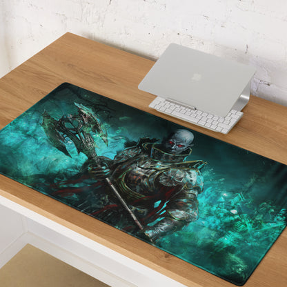 Zombie Warrior Gaming Mouse Pad Teal Blue For Gaming Desk Dark Fantasy Digital Art Intense Mood Gaming Decor Niche Mat