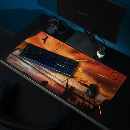 Gaming Mouse Pad Orange Sunset Seascape For Gaming Desk Large Non Slip Cinematic Art Print