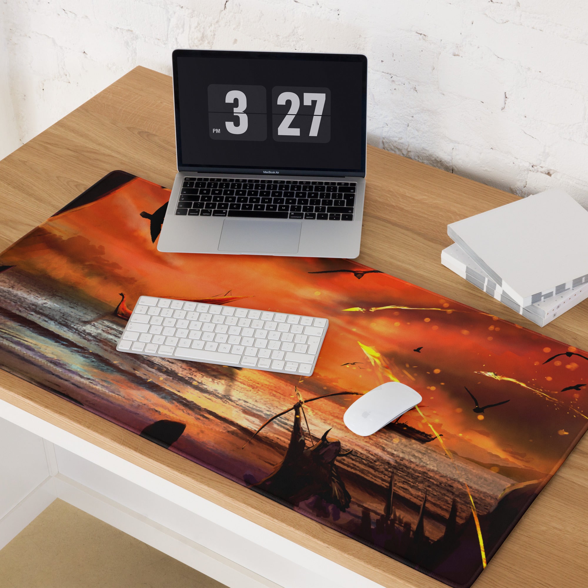 Gaming Mouse Pad Orange Sunset Seascape For Gaming Desk Large Non Slip Cinematic Art Print