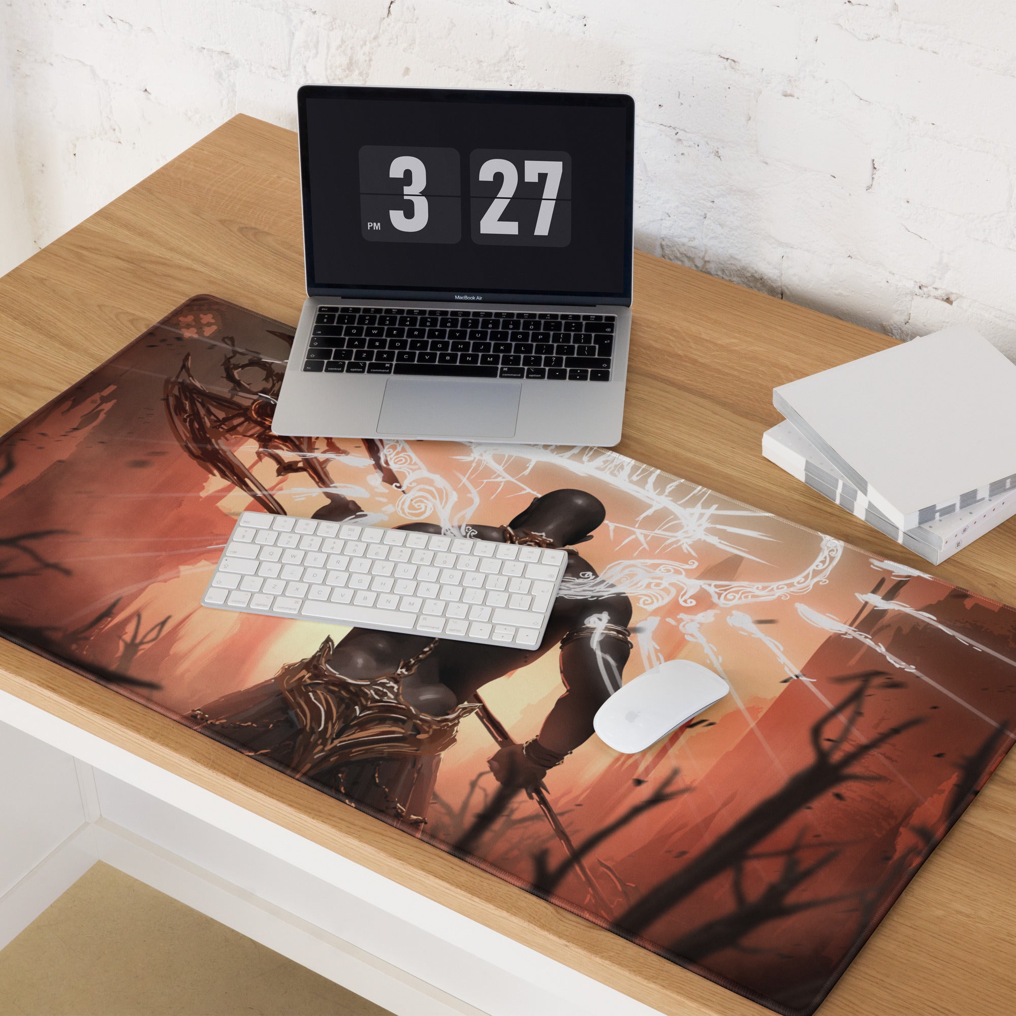 Gaming Mouse Pad Black And Orange For Desktop Setup Fantasy Digital Art Epic Dark Dota CSGO