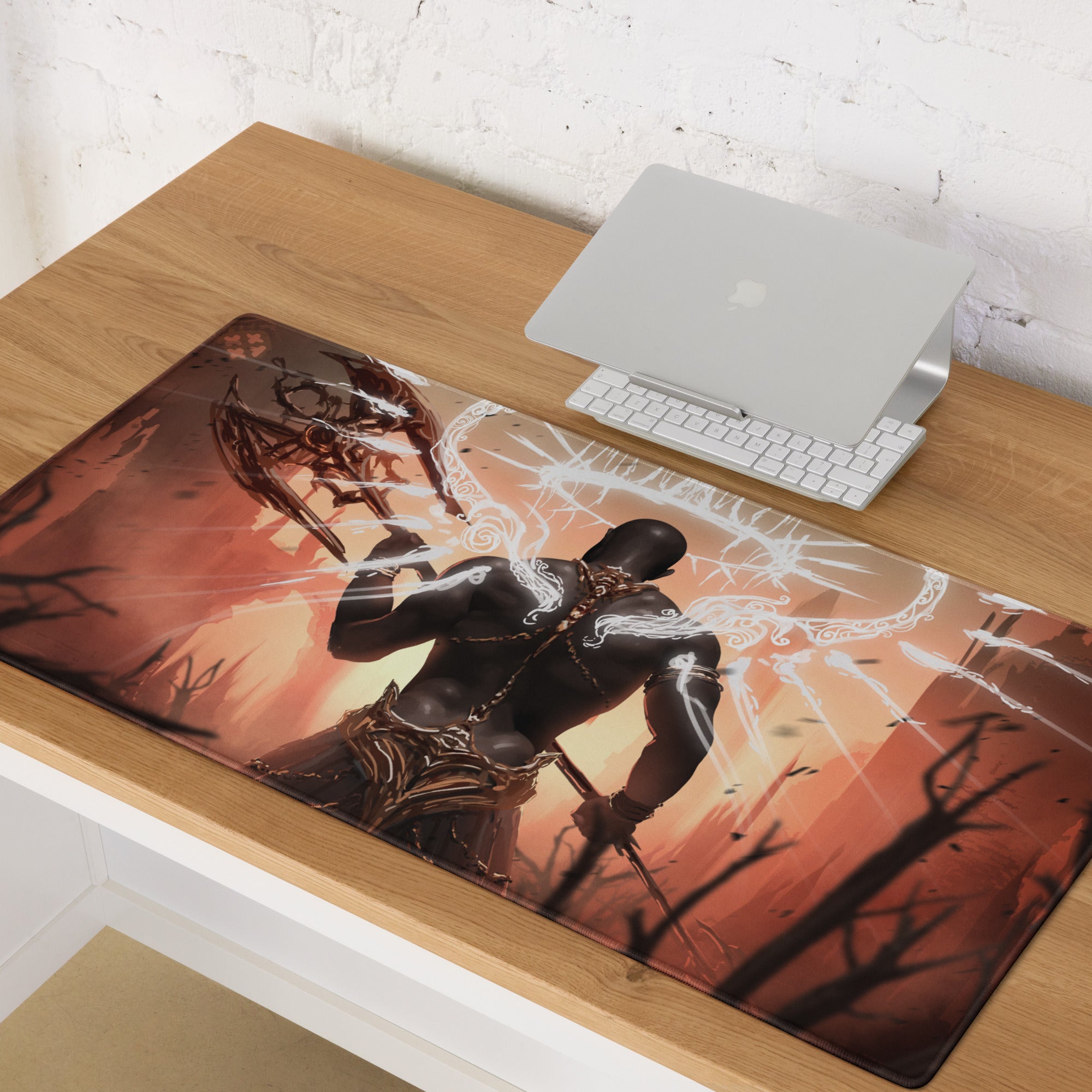 Gaming Mouse Pad Black And Orange For Desktop Setup Fantasy Digital Art Epic Dark Dota CSGO