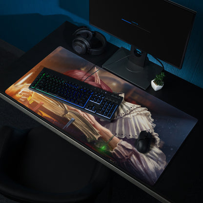 Gamer Mouse Pad Red Anime Desk Setup Manga Style Digital Illustration For Gaming Desk Large Non Slip