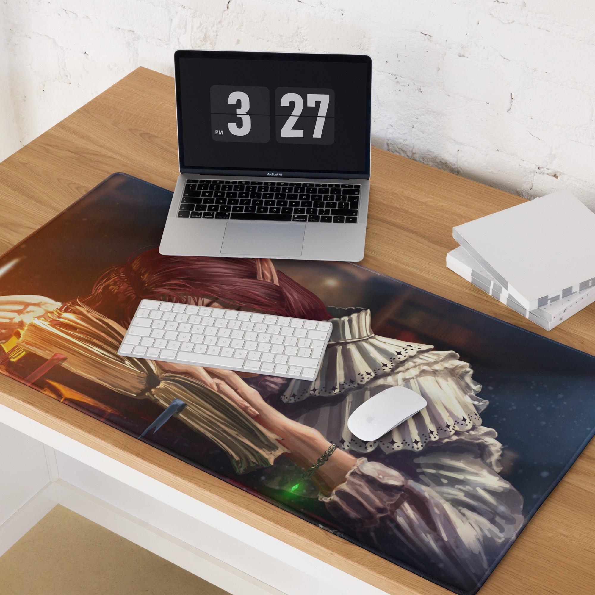 Gamer Mouse Pad Red Anime Desk Setup Manga Style Digital Illustration For Gaming Desk Large Non Slip