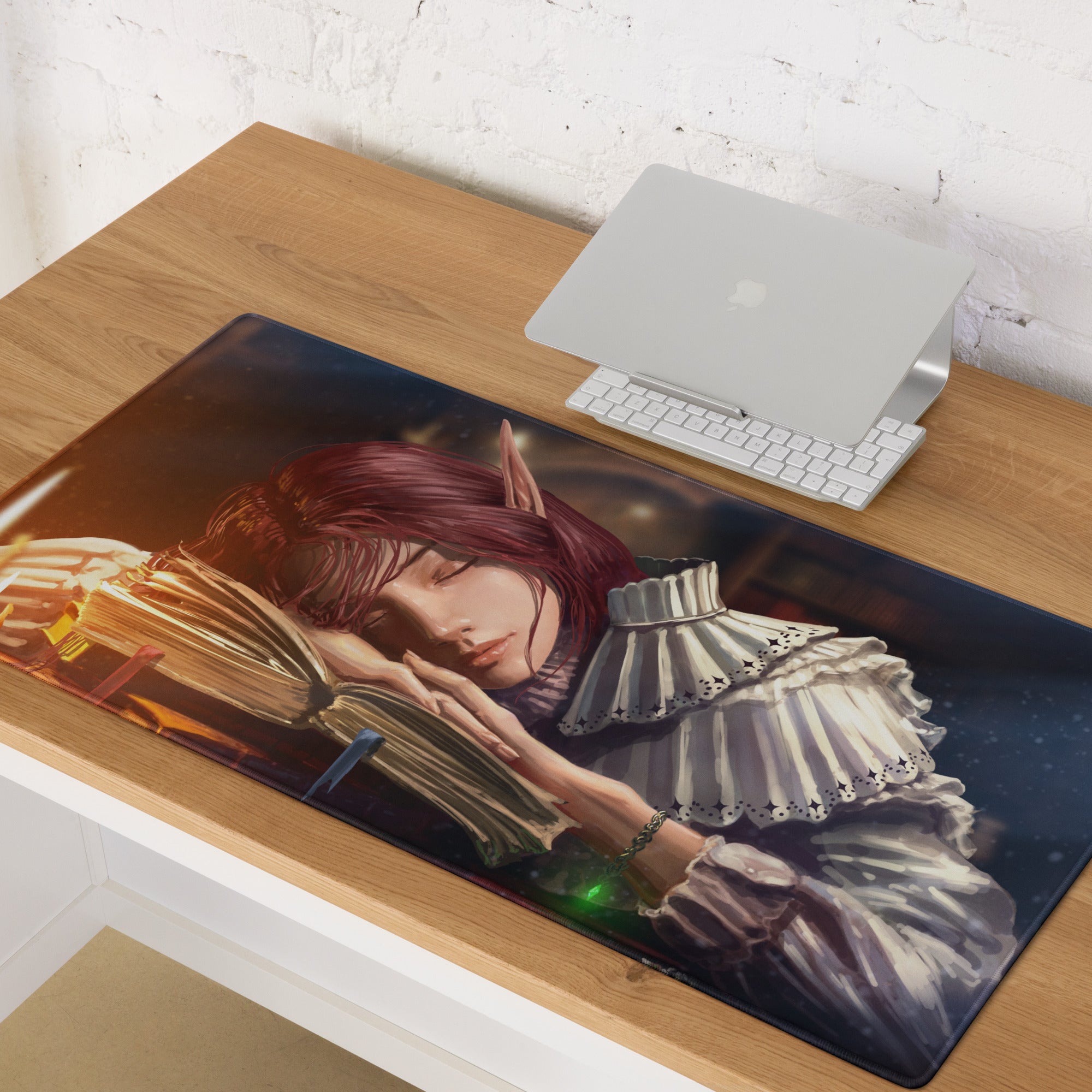 Gamer Mouse Pad Red Anime Desk Setup Manga Style Digital Illustration For Gaming Desk Large Non Slip