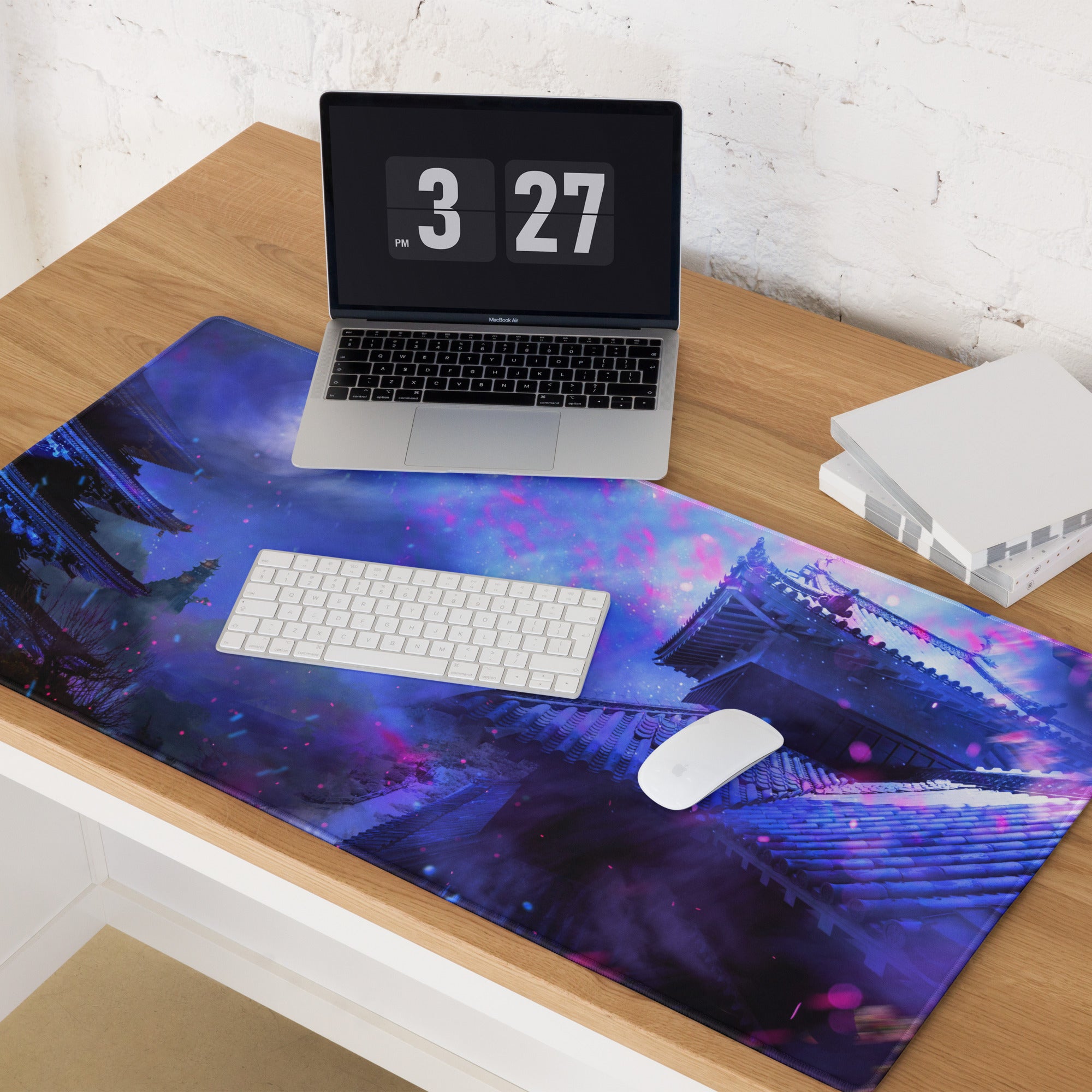 Gaming Mouse Pad Purple Blue Neon For Gaming Desk Large Non Slip Surface Digital Art Fantasy Cosmos