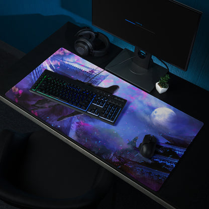 Gamer Mouse Pad Purple And Blue Nebula Theme For Gaming Desk Setup Neon Cyberpunk Art Style Large Size